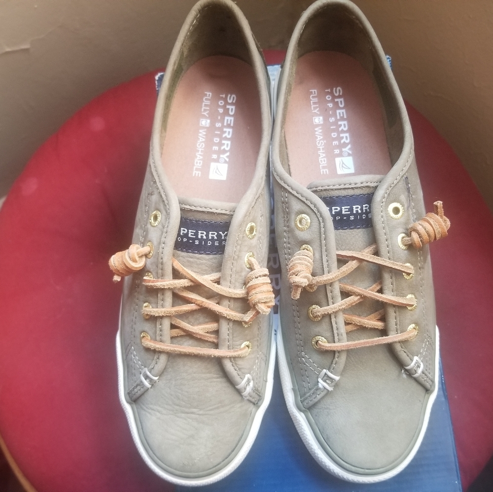 Sperry Top-Slider seacoast  washable olive suede